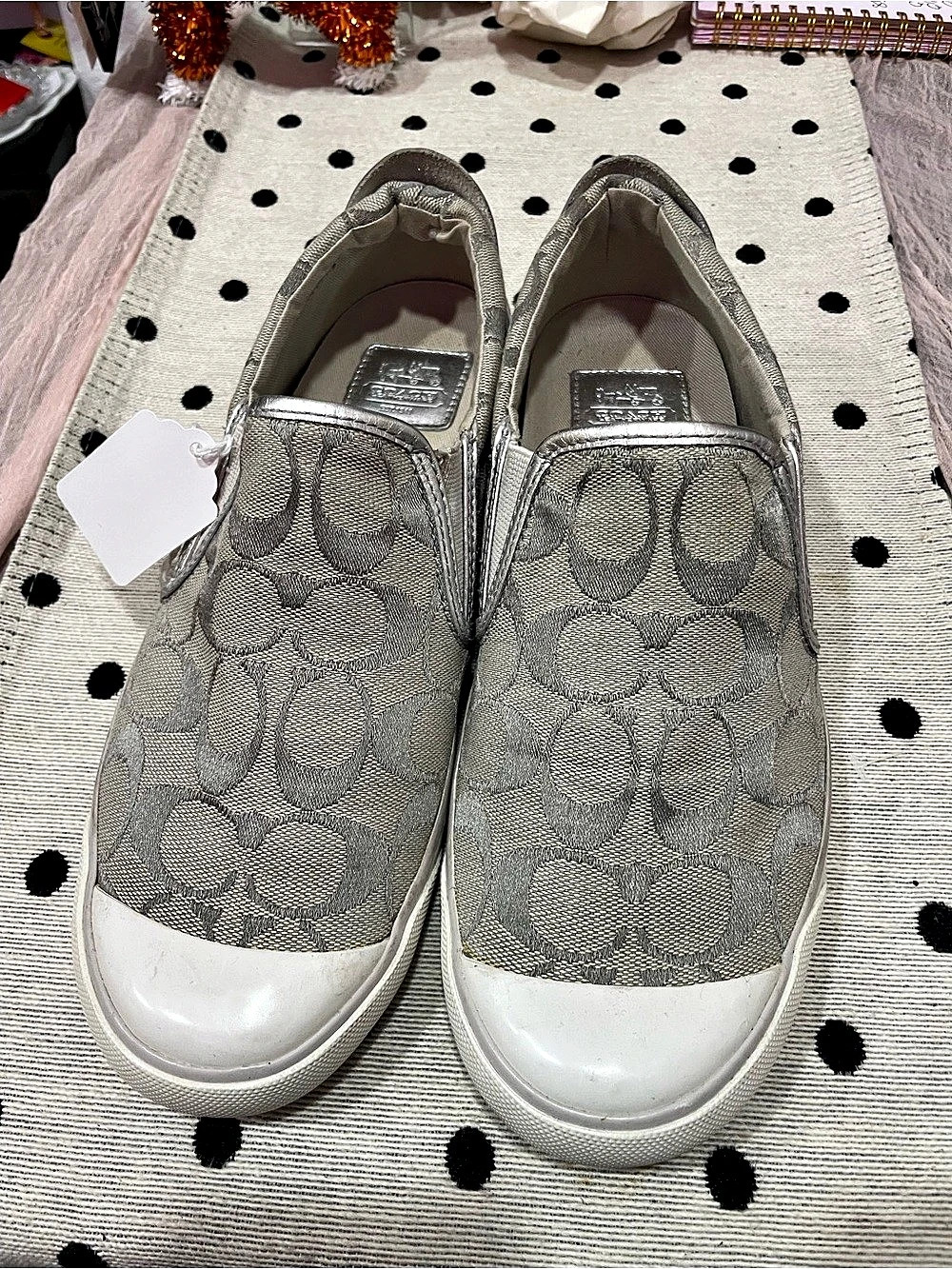 Coach Leah Slip-On Sneakers Gray & Silver US 8
